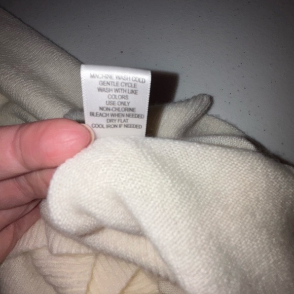 Cream Cowl Neck Sweater with Asymmetrical Ruffle - Picture 8 of 13